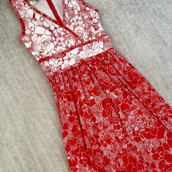 Vintage 1970s Shady Lane Red White Floral Maxi Dress 11-12 - Picture 3 of 10